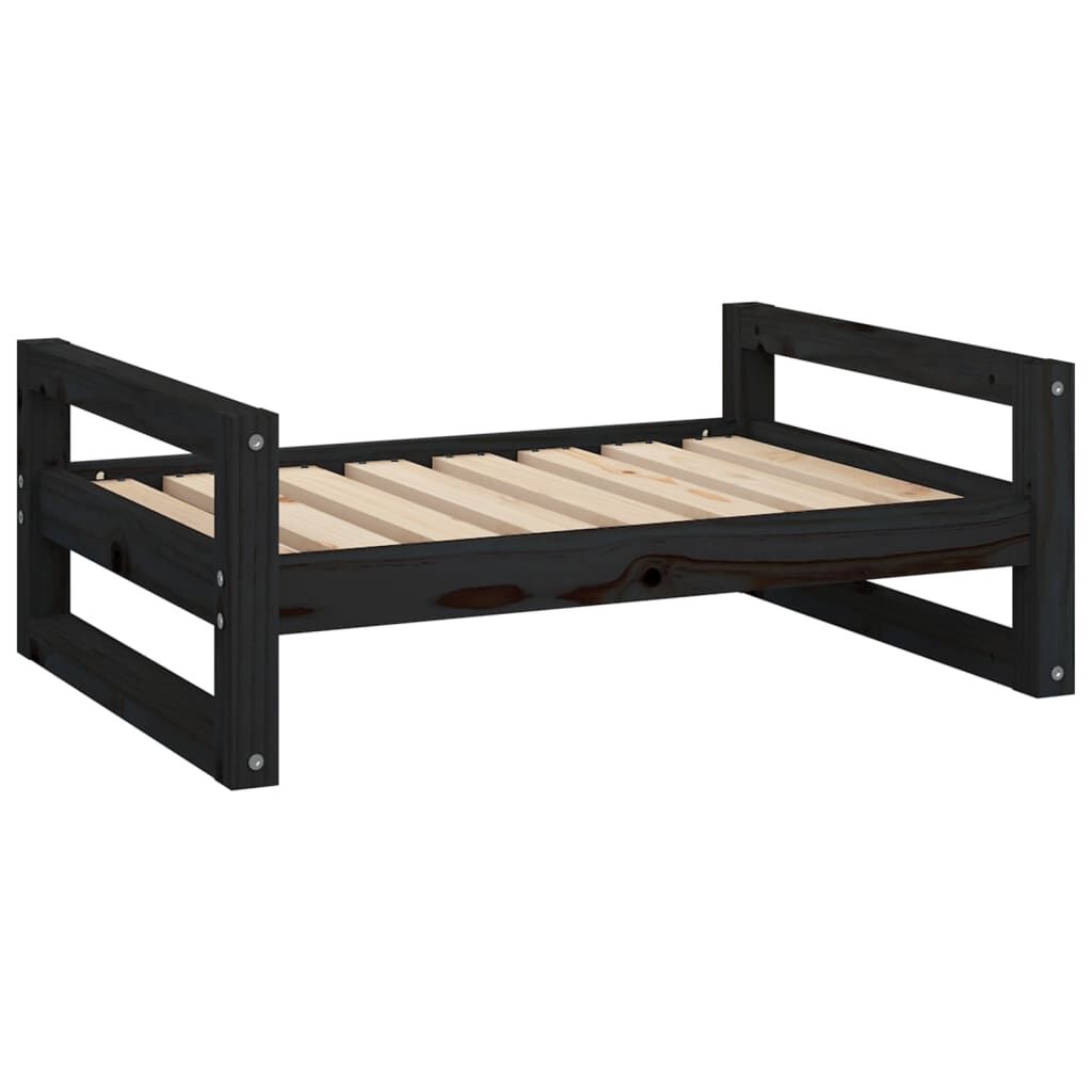 Vidaxl Cama Para Perros Madera Maciza De Pino Negro 75,5x55,5x28 Cm_0
