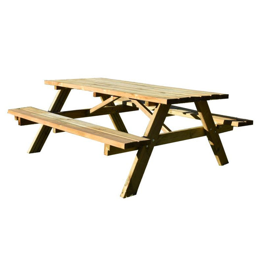 Mesa de piquenique em madeira natural 200x152x71 cm Faura
