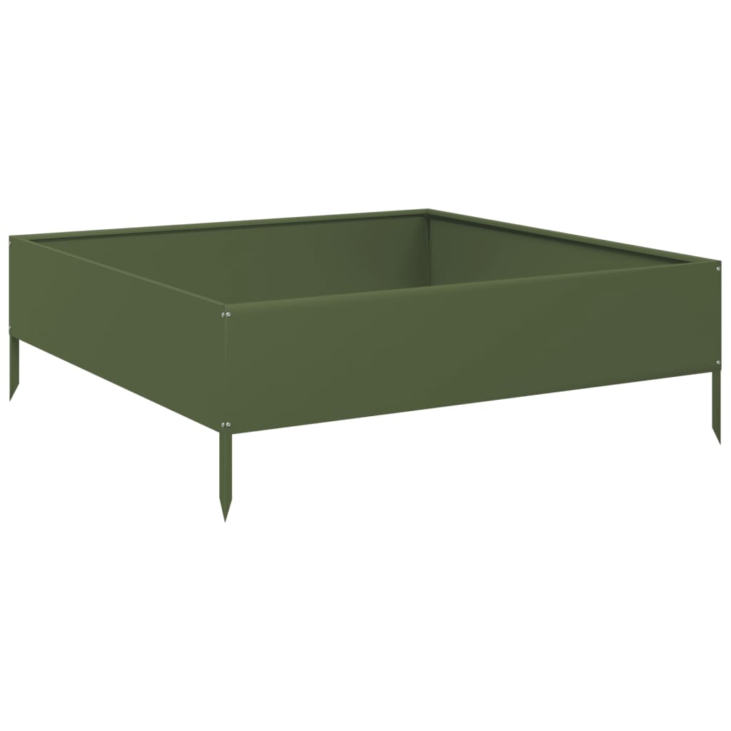 Arriate De Acero Verde Oliva 100x100x33,5 Cm_0