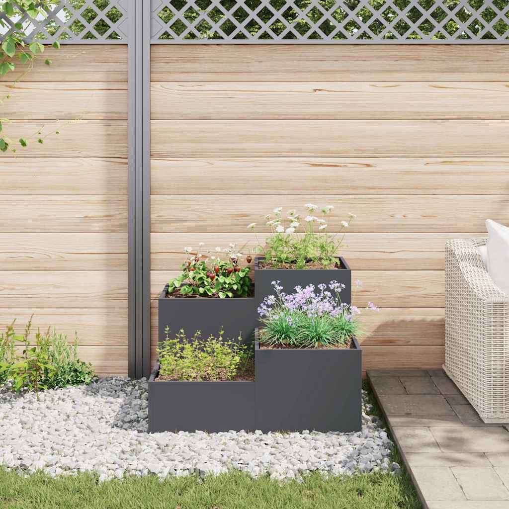 Maceta Para Jardín Antracita 80 X 80 X 60 Cm Acero_3