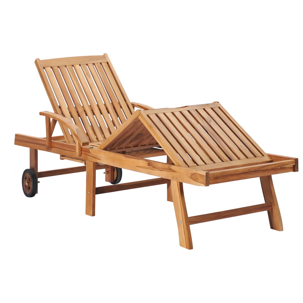 Tumbona Con Cojín Estampado De Hojas Madera Maciza De Teca_2
