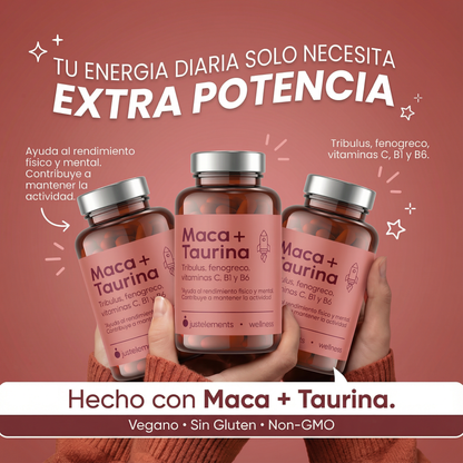 Maca + Taurina Just Elements Wellness 120 Cápsulas - Aumenta Tu Rendimiento Fisico_3