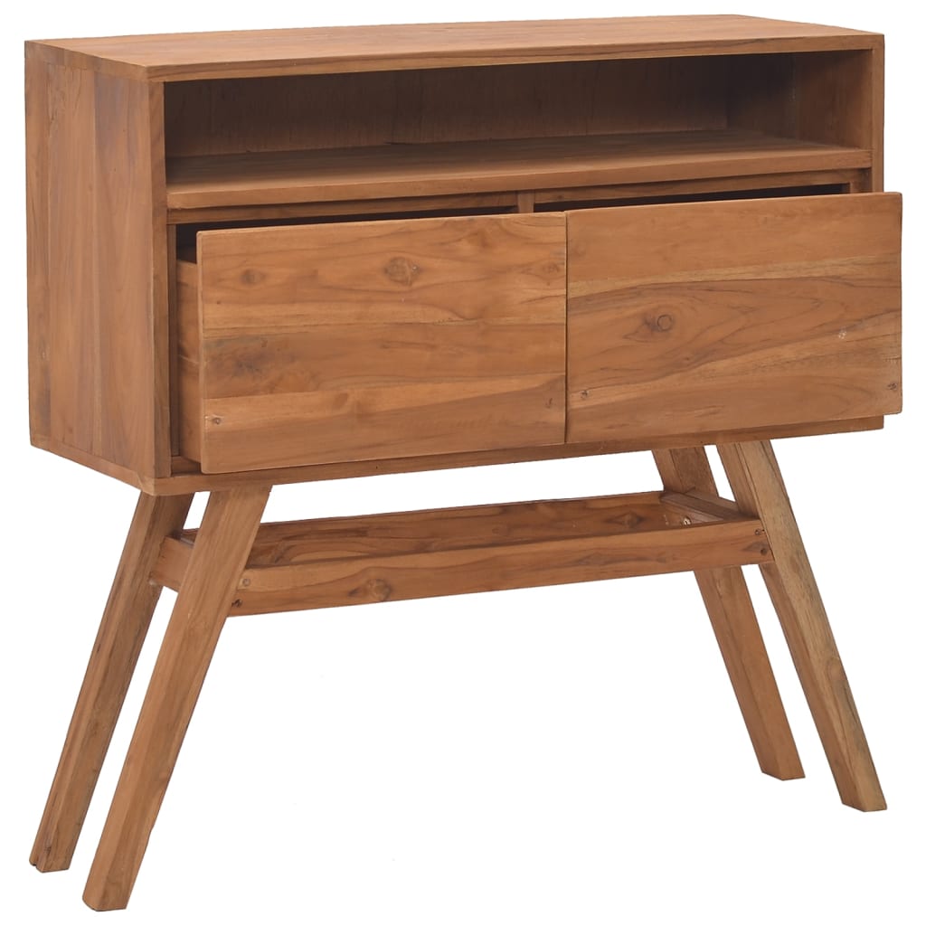 Mesa Consola De Madera Maciza De Teca 80x30x80 Cm_0