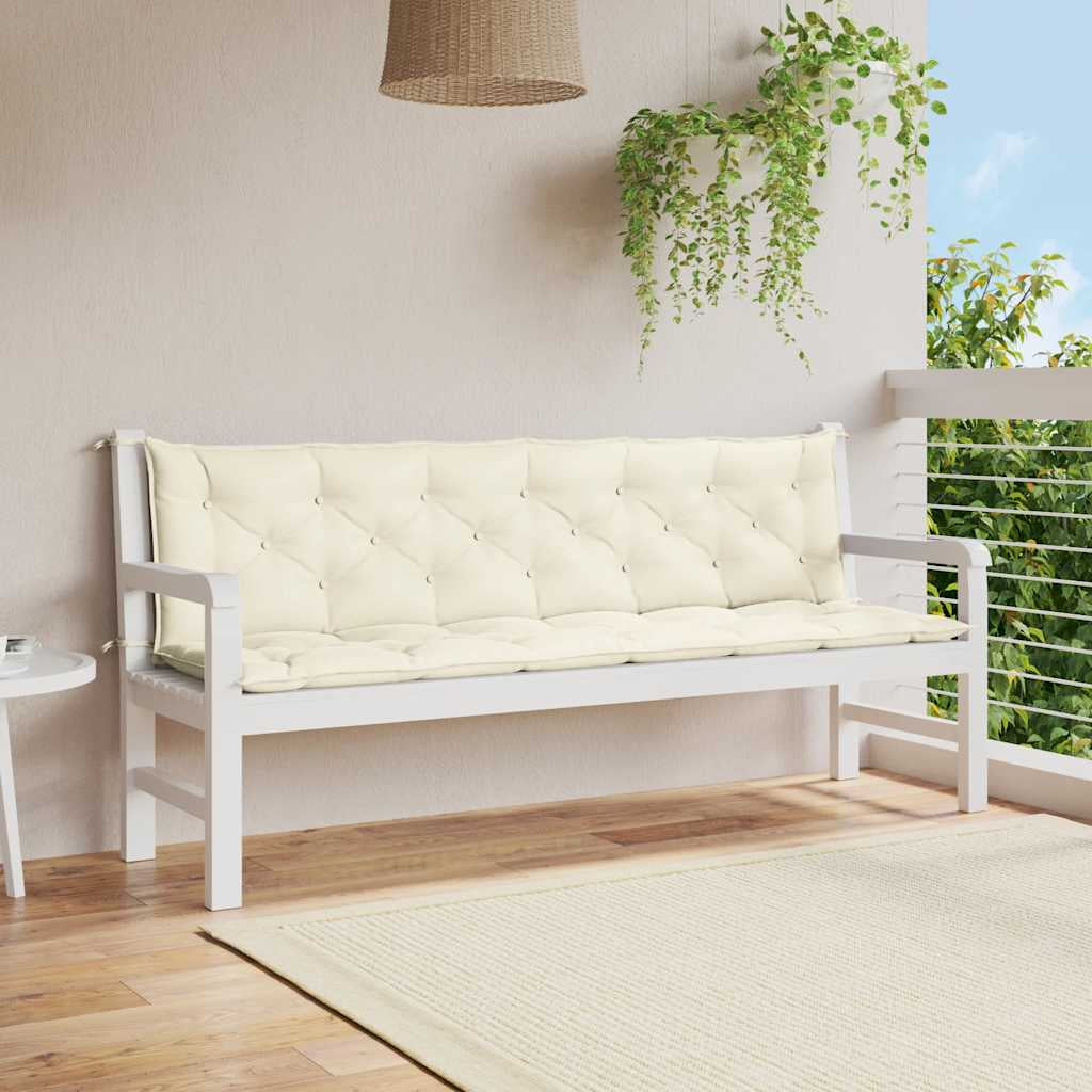 Vidaxl Cojín De Banco Jardín Tela Oxford Blanco Crema 200x(50+50)x7 Cm_1