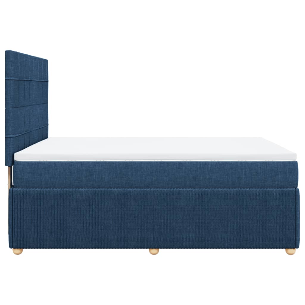 Cama Box Spring Con Colchón Tela Azul 140x190 Cm / Vetonek_1