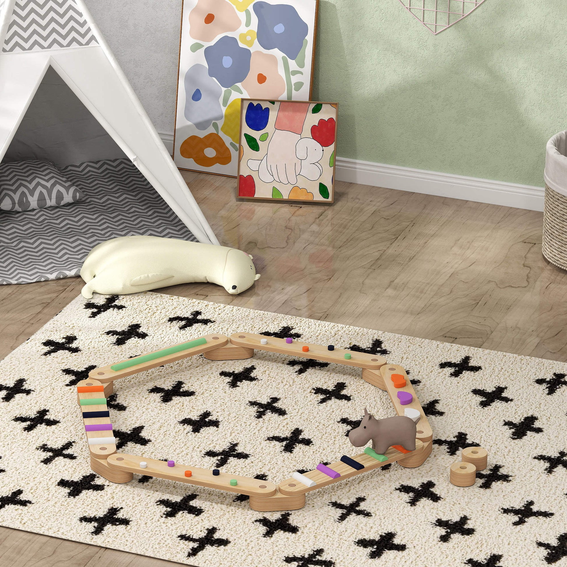 Aiyaplay Juego De Viga De Equilibrio De Madera Para Niños De +3 Años Multicolor_1