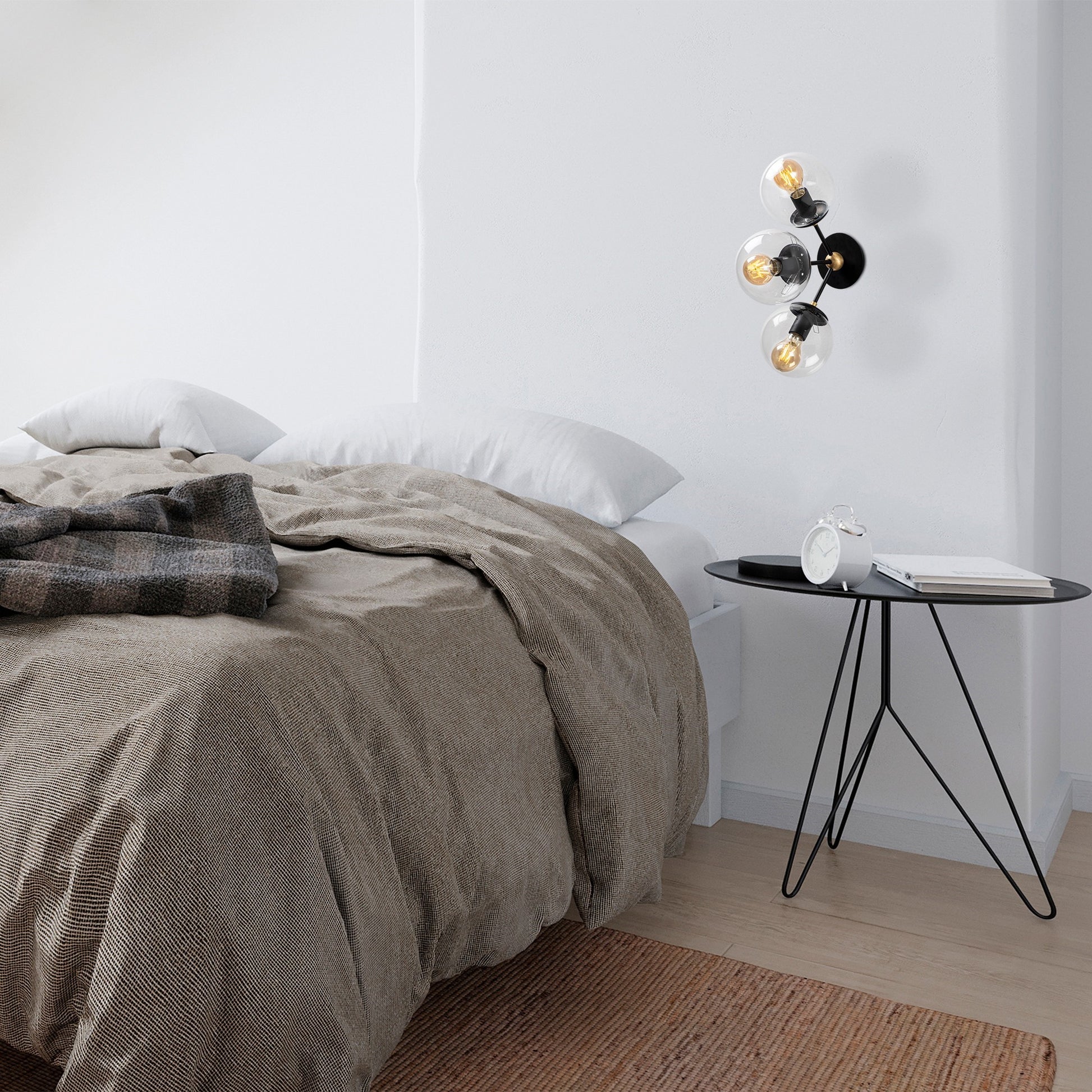 Aplique De Pared, Metal , Negro, 30x15x44, Casquillo 3 X E 27 Max 40 W