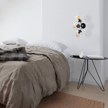 Aplique De Pared, Metal , Negro, 30x15x44, Casquillo 3 X E 27 Max 40 W