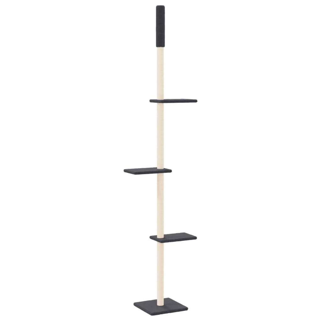Vidaxl Árbol Rascador Gatos Suelo A Techo Gris Oscuro 267,5-297,5 Cm_4
