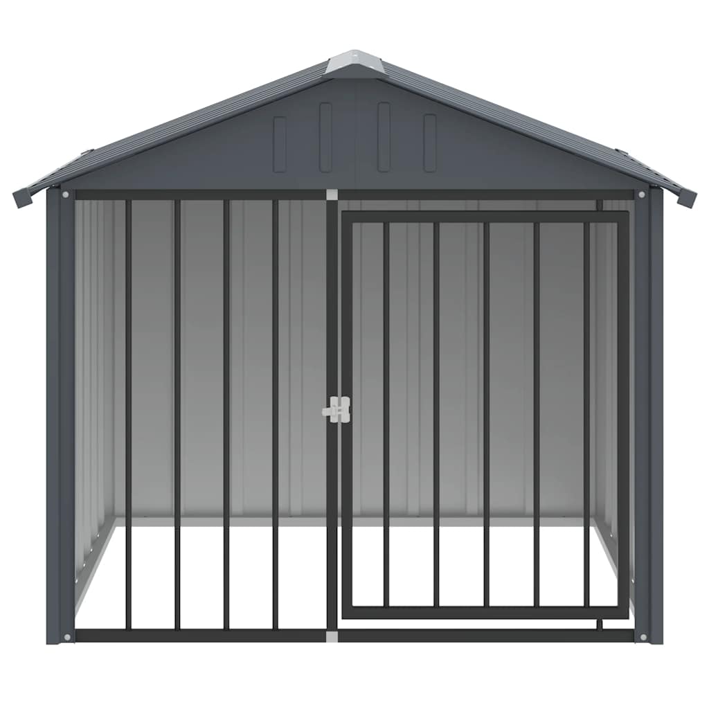 Caseta Perros Con Tejado Acero Galvanizado Negro 117x103x102 Cm_2