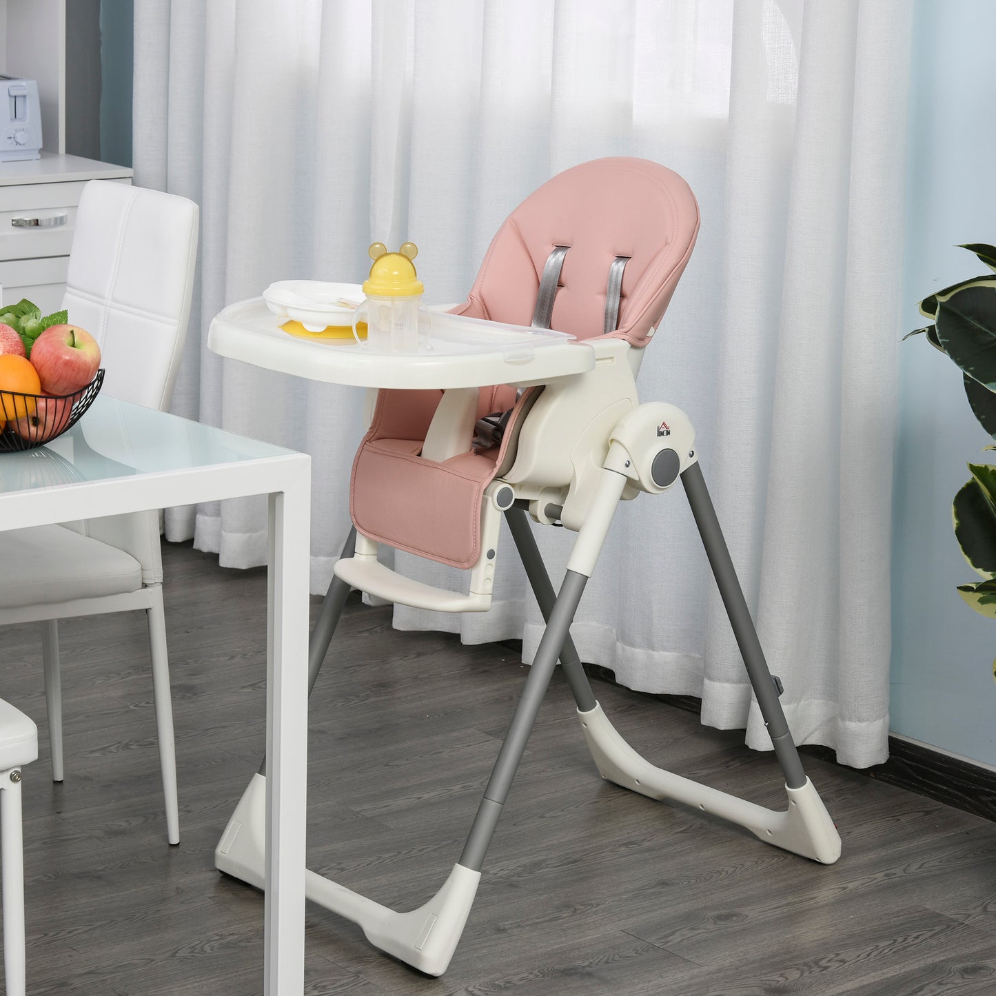 Homcom Trona Para Bebé Evolutiva Plegable De +6 Meses Altura Ajustable Ruedas Y_1