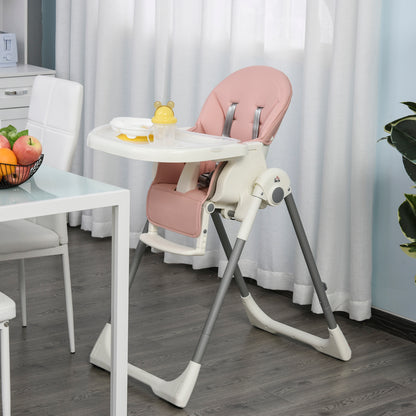 Homcom Trona Para Bebé Evolutiva Plegable De +6 Meses Altura Ajustable Ruedas Y_1