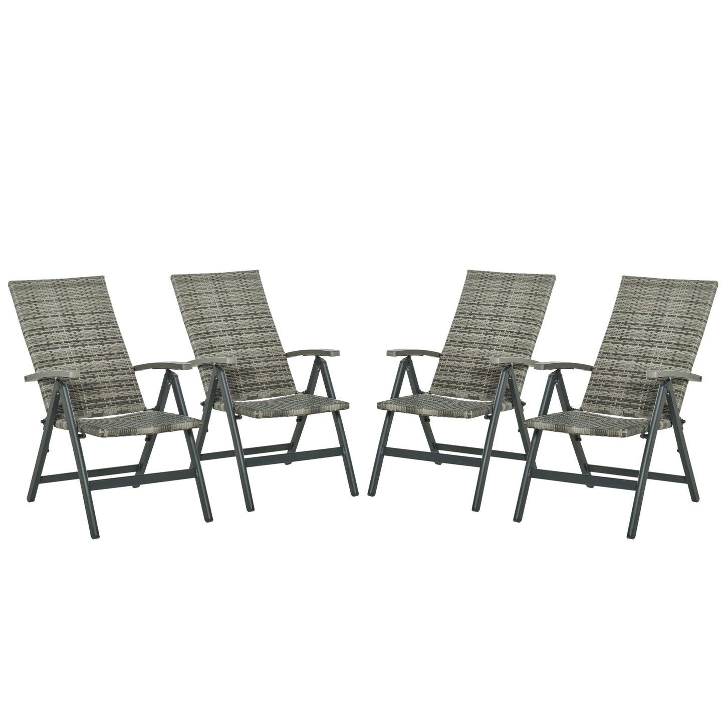 Outsunny Set 4 Sillas Plegable De Ratán Con 5 Posiciones Reclinable 59x68x107cm_0