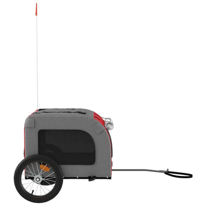 Remolque De Bicicleta Mascotas Hierro Tela Oxford Rojo Gris_5
