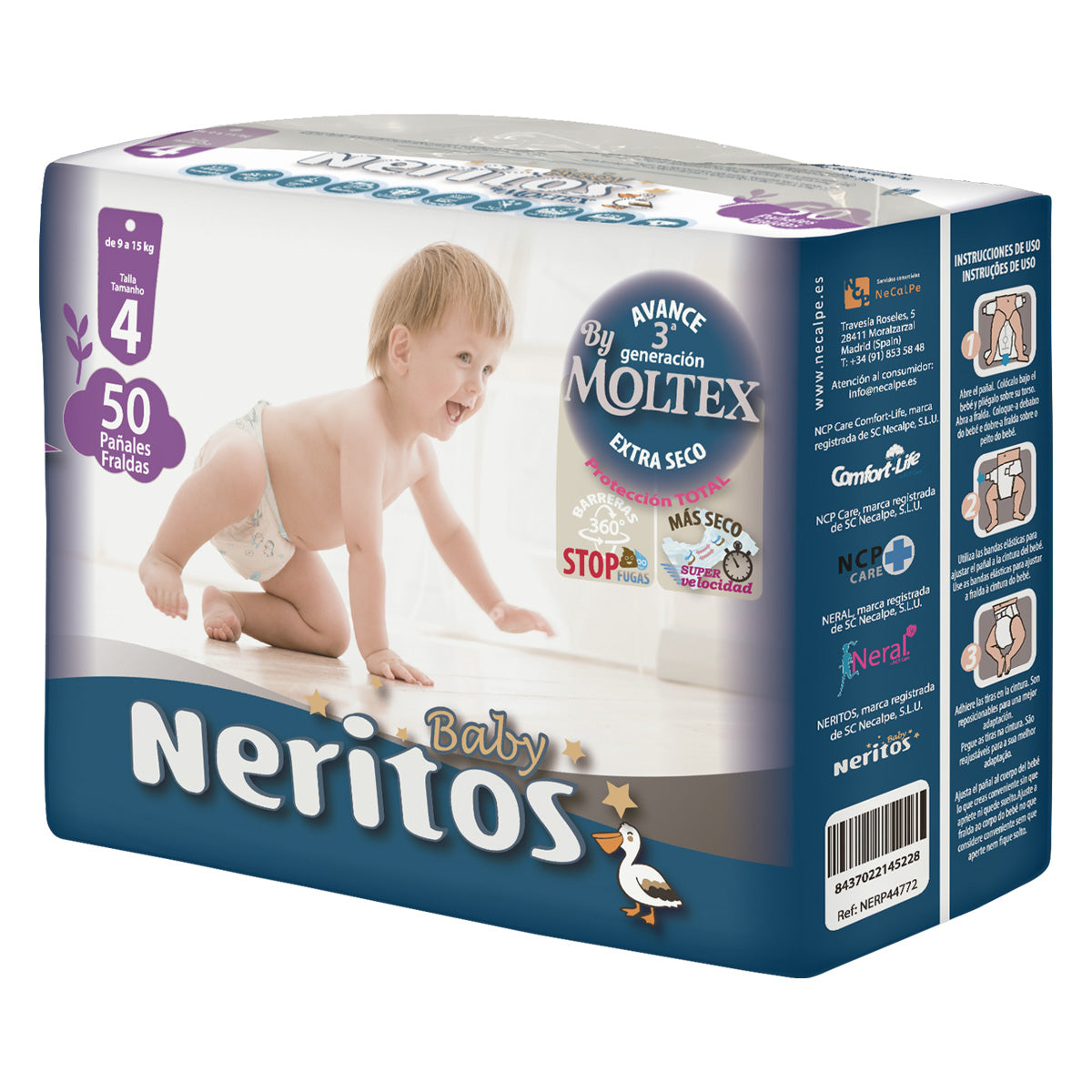 Fraldas Neritos Baby by Moltex T4 (9-15 kg) 50 unid.
