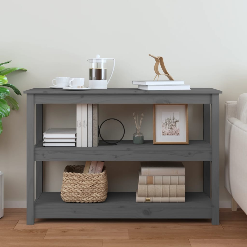 Mesa Consola De Madera Maciza De Pino Gris 110x40x74 Cm_1