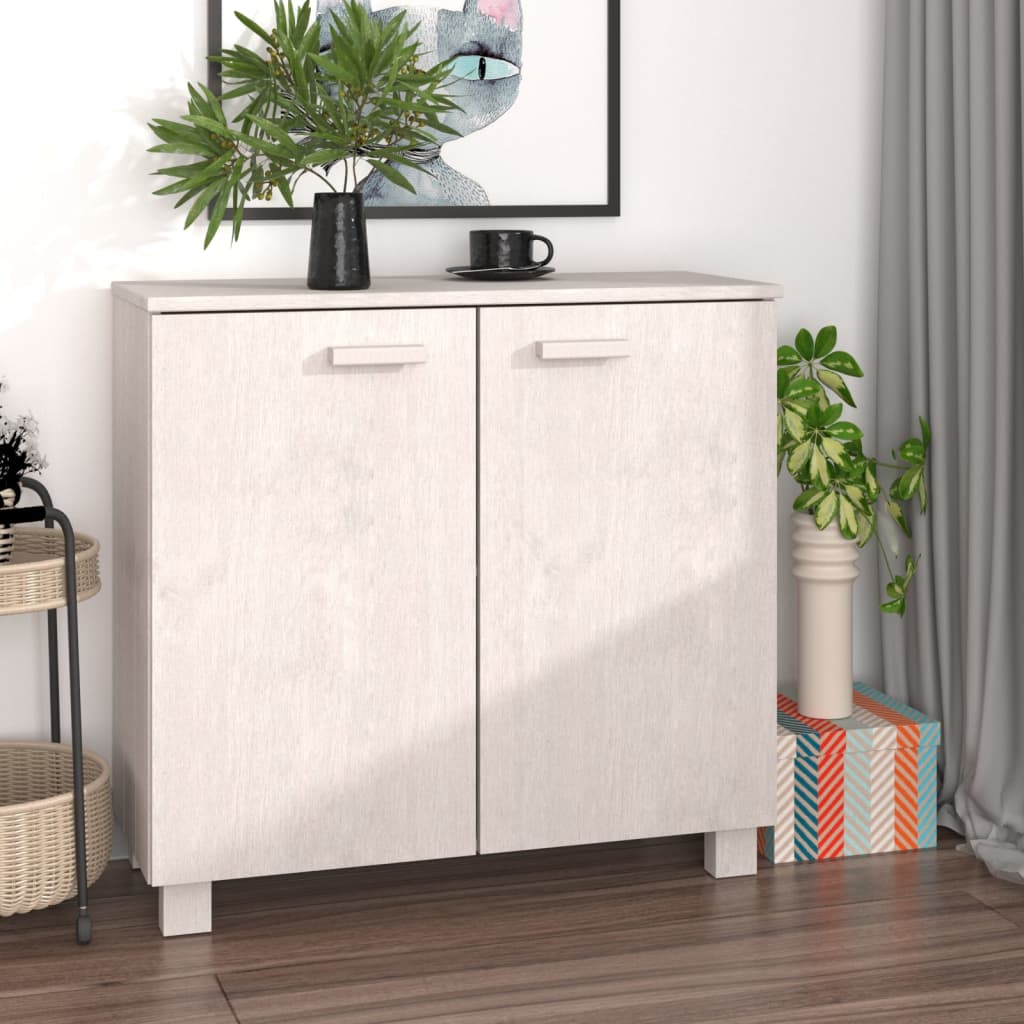 Aparador Hamar Madera Maciza De Pino Blanca 85x35x80 Cm_0