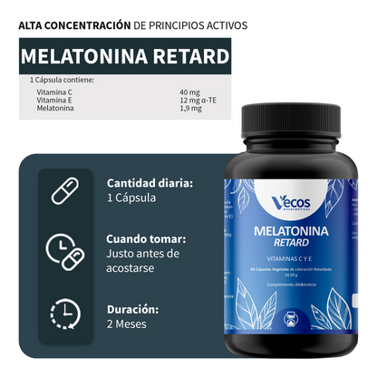 Melatonina Reforzada 1,9 mg VECOS (60 cápsulas) | Descanso profundo | Con Vitaminas C y E_2