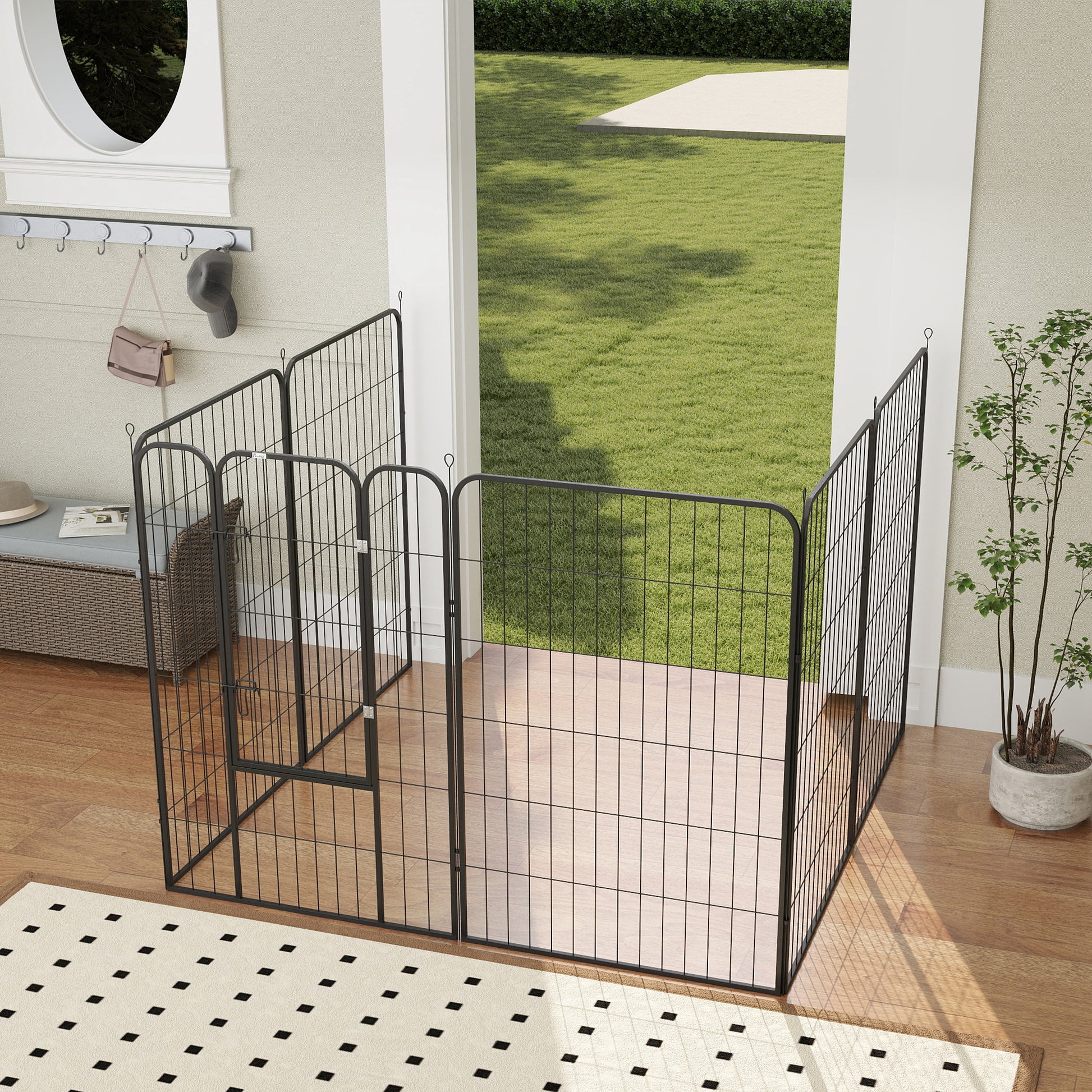 Pawhut Parque Para Mascotas De 8 Paneles 80x120 Cm Con Puerta Y Doble Pestillo_4