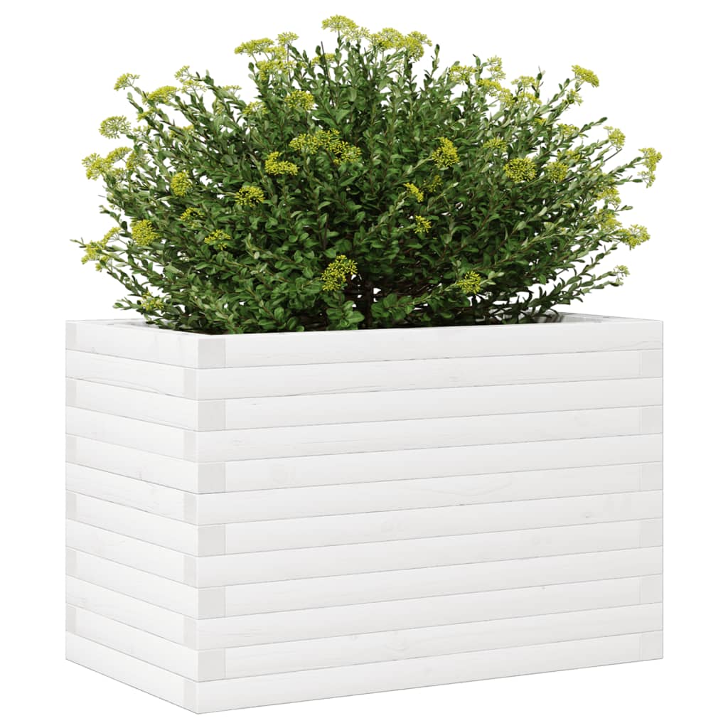 Jardinera De Madera Maciza De Pino Blanca 70x40x46 Cm_3