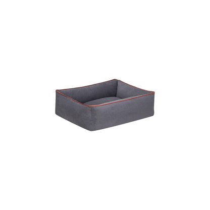 Cama Rectangular De Pana Para Perro Modelo Wuapu Alins 55x45cm Color Gris Con Detalle Canela_1