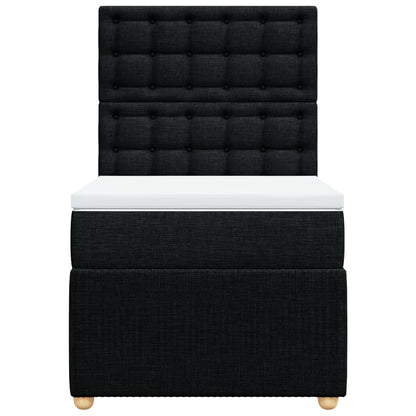 Cama Box Spring Con Colchón Tela Negro 90x190 Cm / Vetonek_3
