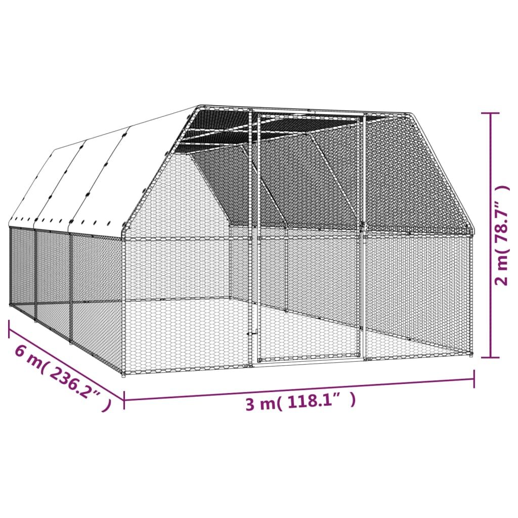 Vidaxl Jaula Gallinero De Acero Galvanizado 3x6x2 M_4