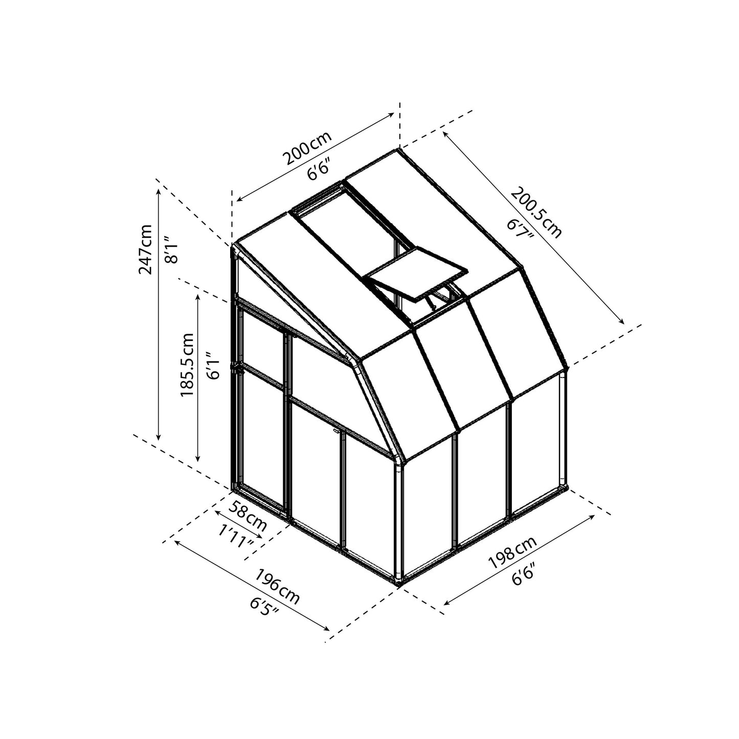 Pérgola fechada para solário 262x200 cm 