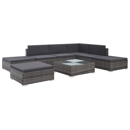 Vidaxl Set De Sofás De Jardín 8 Piezas Y Cojines Ratán Sintético Gris_0