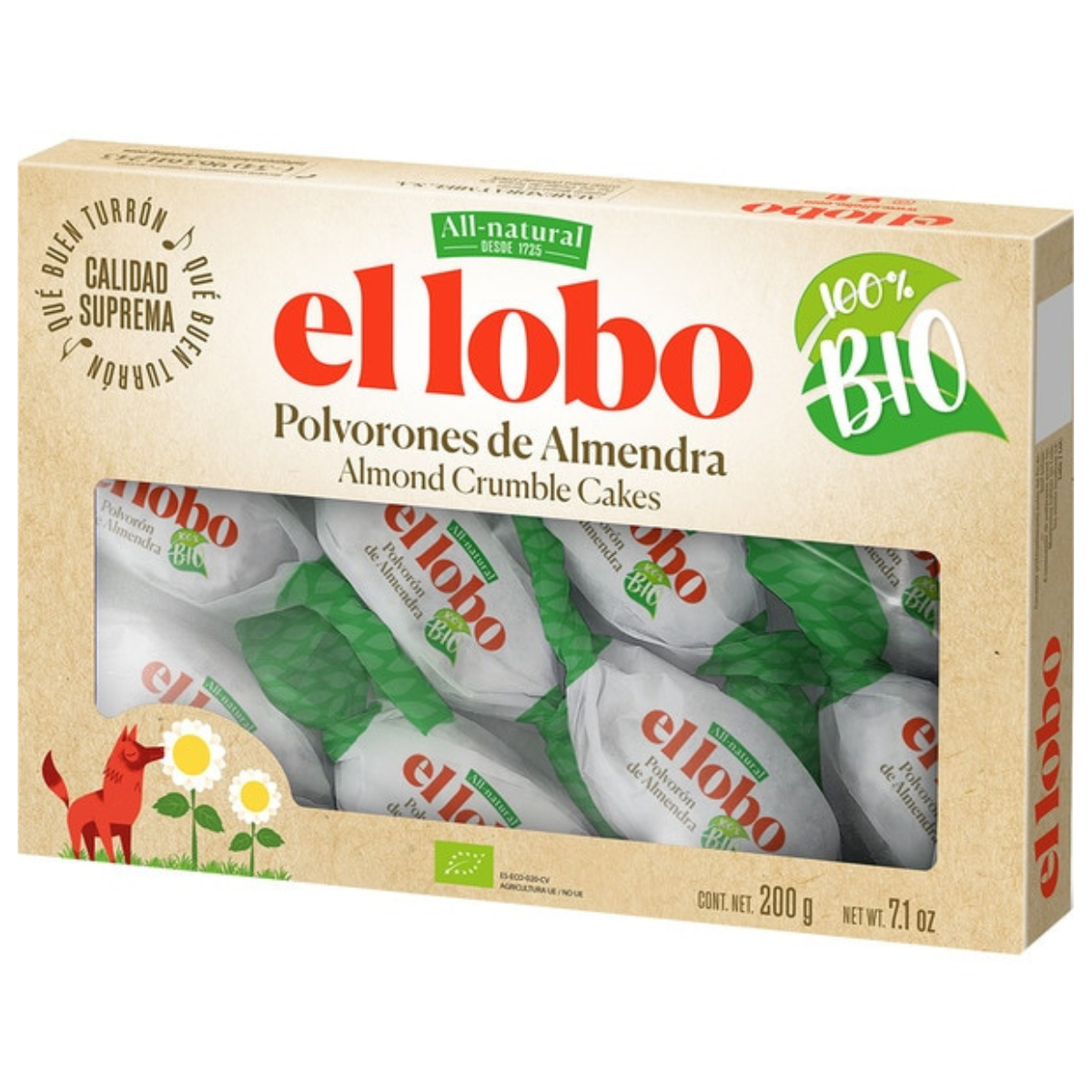 Bolachas amanteigadas de amêndoa biológica El Lobo 200 g