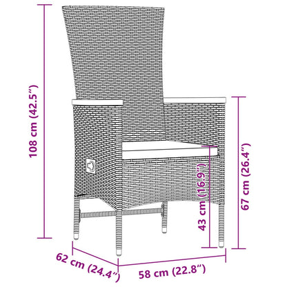 Set De Comedor Jardín 11 Pzas Con Cojines Ratán Sintético Negro / Vetonek_5