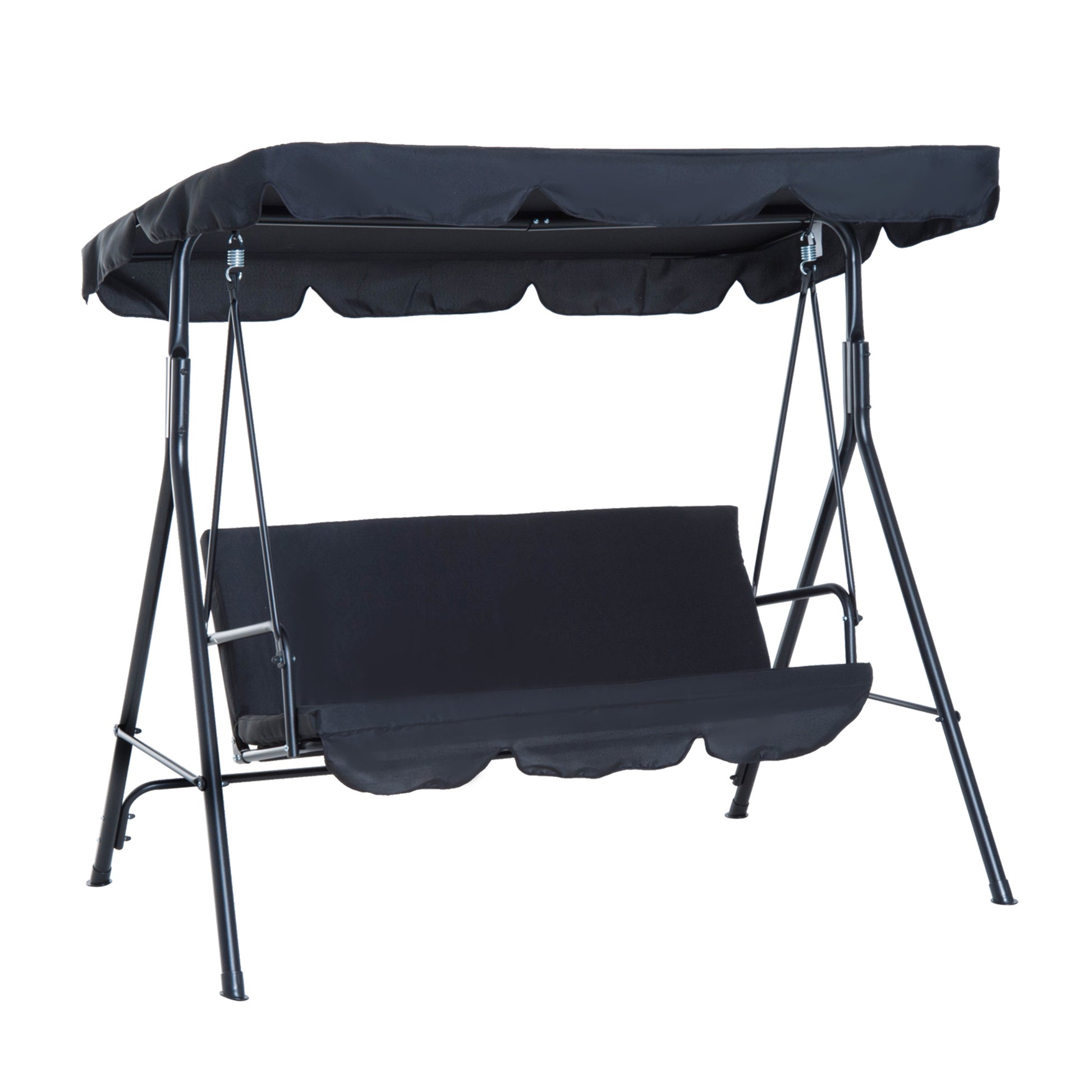 Outsunny Columpio De Jardín De 3 Plazas Con Techo Ajustable Acero 172x110x153 Cm_0