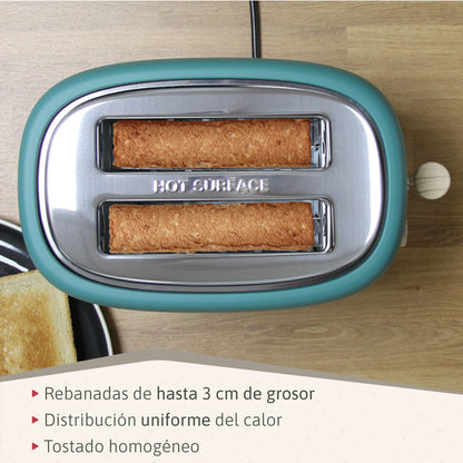 Briebe Nordic Set Tostadora Pan Ranura Ancha 2 Rebanadas + Hervidor Agua Eléctrico 1,7l Inalámbrico, Skt1167gre, Verde_4