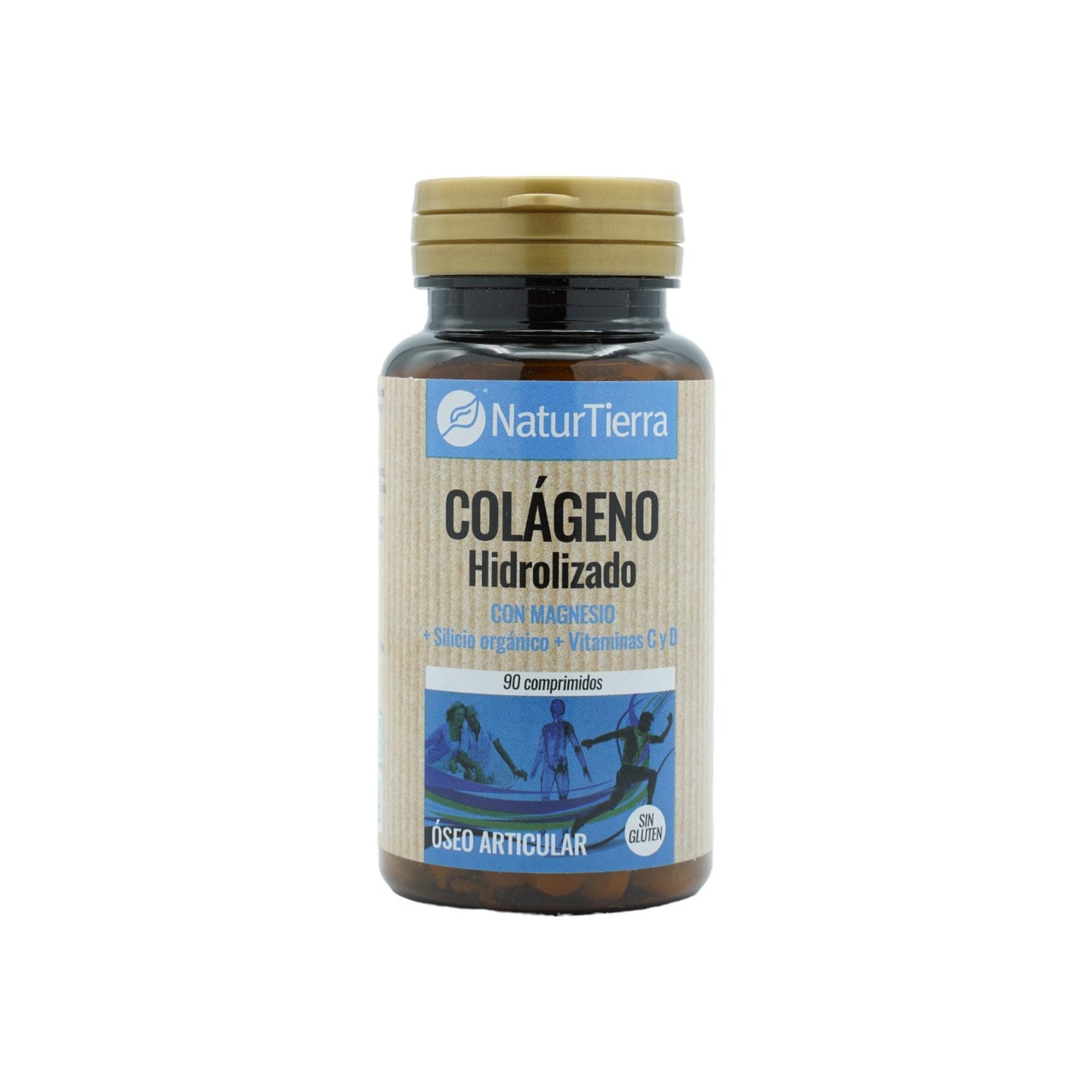 Colagénio hidrolisado com magnésio + silício orgânico + cálcio + vitaminas C e D, 90 comprimidos. NaturTierra