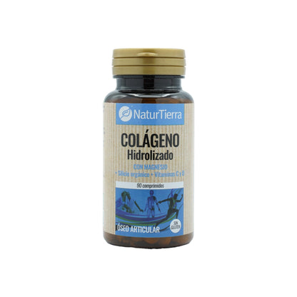 Colagénio hidrolisado com magnésio + silício orgânico + cálcio + vitaminas C e D, 90 comprimidos. NaturTierra