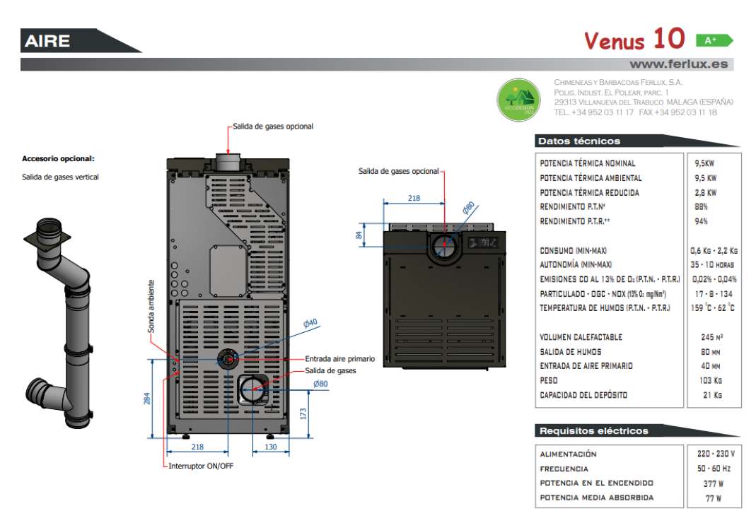 Bricosol Estufa De Pellets Venus 10 Marron Vintage De Ferlux_4