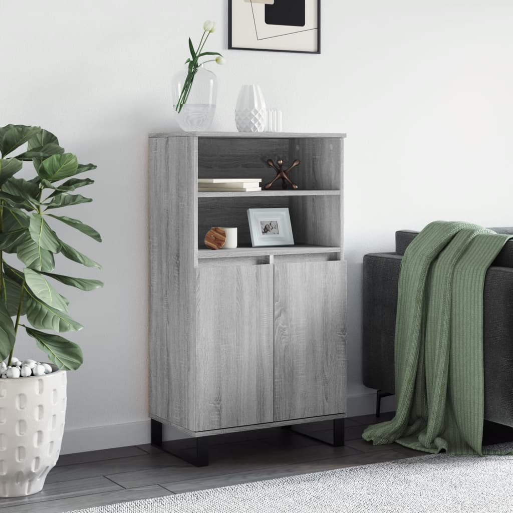 Aparador Alto De Madera Contrachapada Gris Sonoma 60x36x110 Cm / Vetonek_4