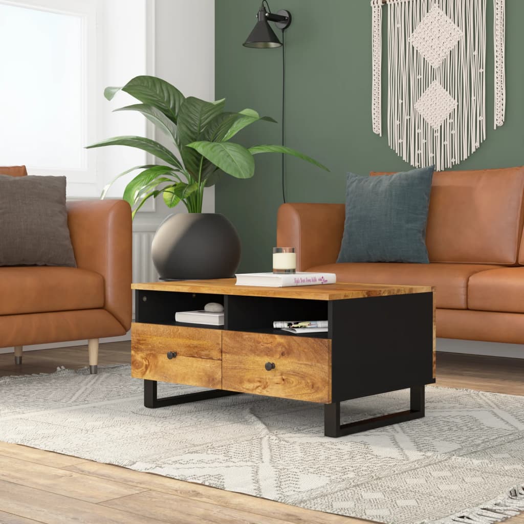 Mesa De Centro Madera Maciza Mango Y Contrachapada 80x54x40 Cm_1