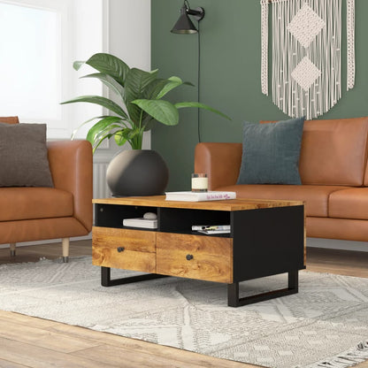 Mesa De Centro Madera Maciza Mango Y Contrachapada 80x54x40 Cm_1