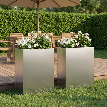 Macetero De Jardín 2 Uds. Plateado 40 X 20 X 50 Cm_1
