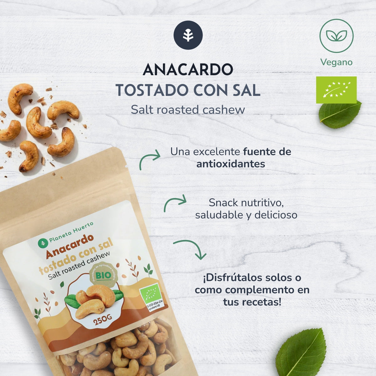 Anacardo tostado y salado ECO Planeta Huerto 1 kg
