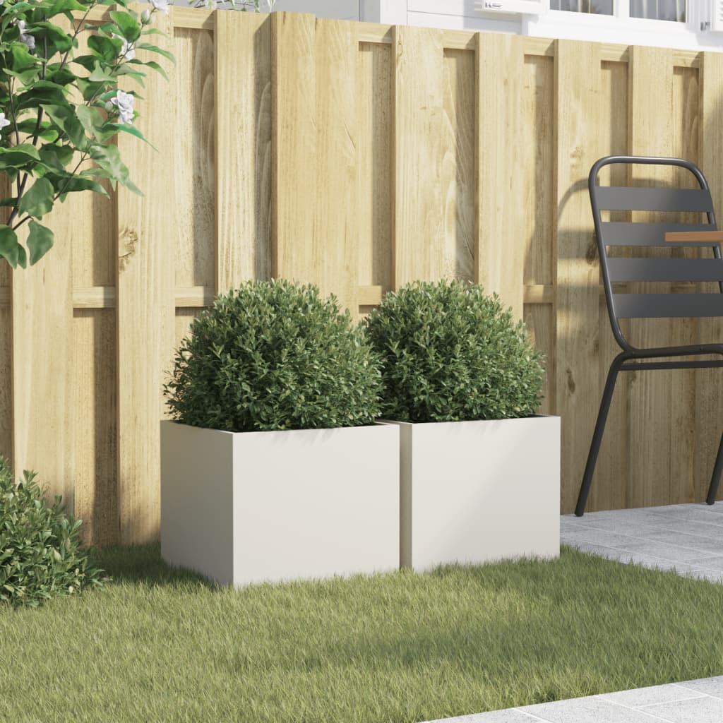 Jardineras 2 Unidades Acero Blanco 32x30x29 Cm_2
