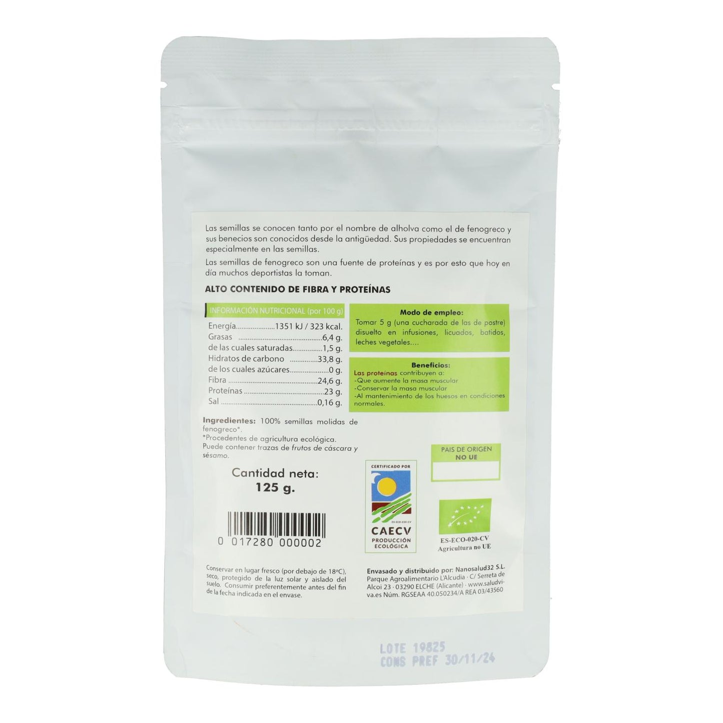 Feno-grego Biológico Moído Salud Viva 125 GRS g