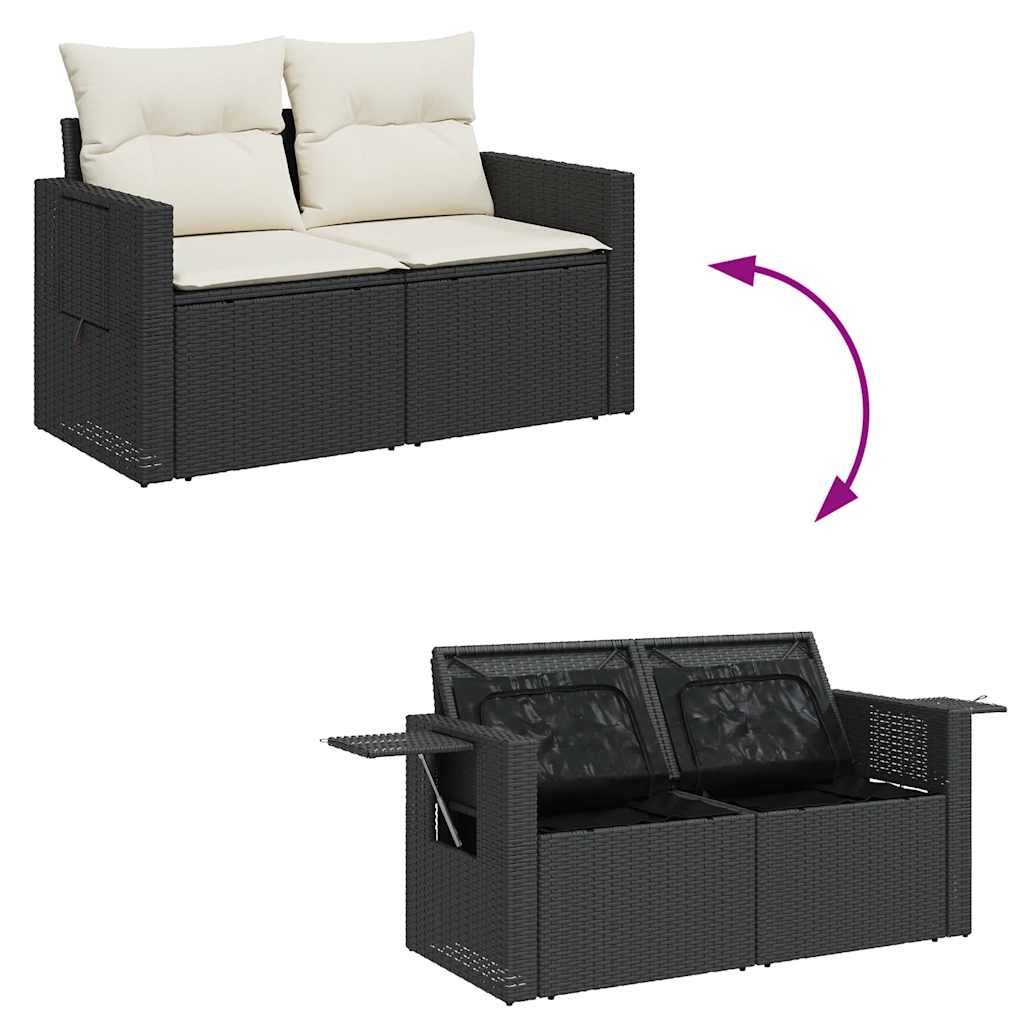 Set De Sofás De Jardín 7 Pzas Con Cojines Ratán Sintético Negro / Vetonek_4