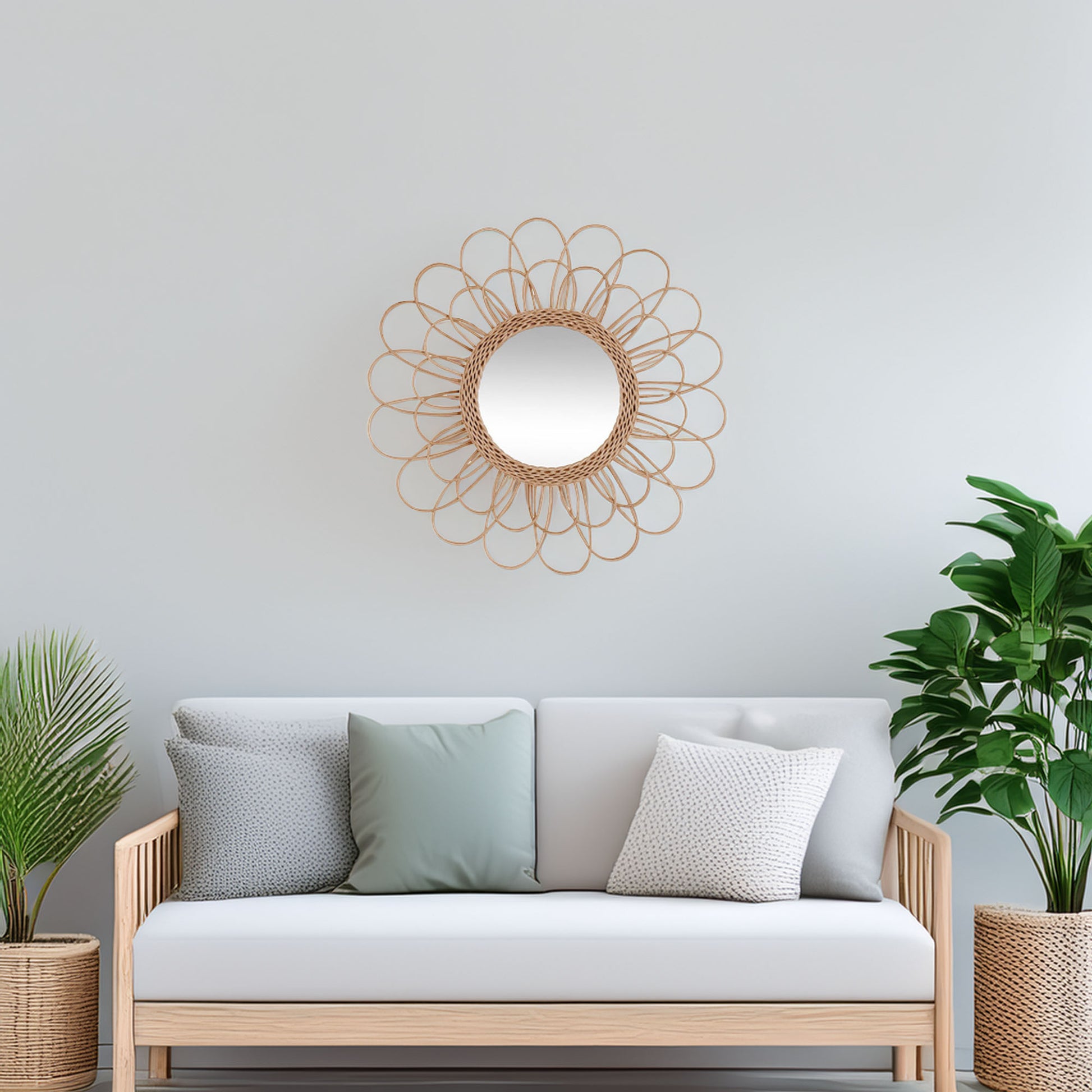 Wellhome Espejo Flor De Ratán D.56cm_3