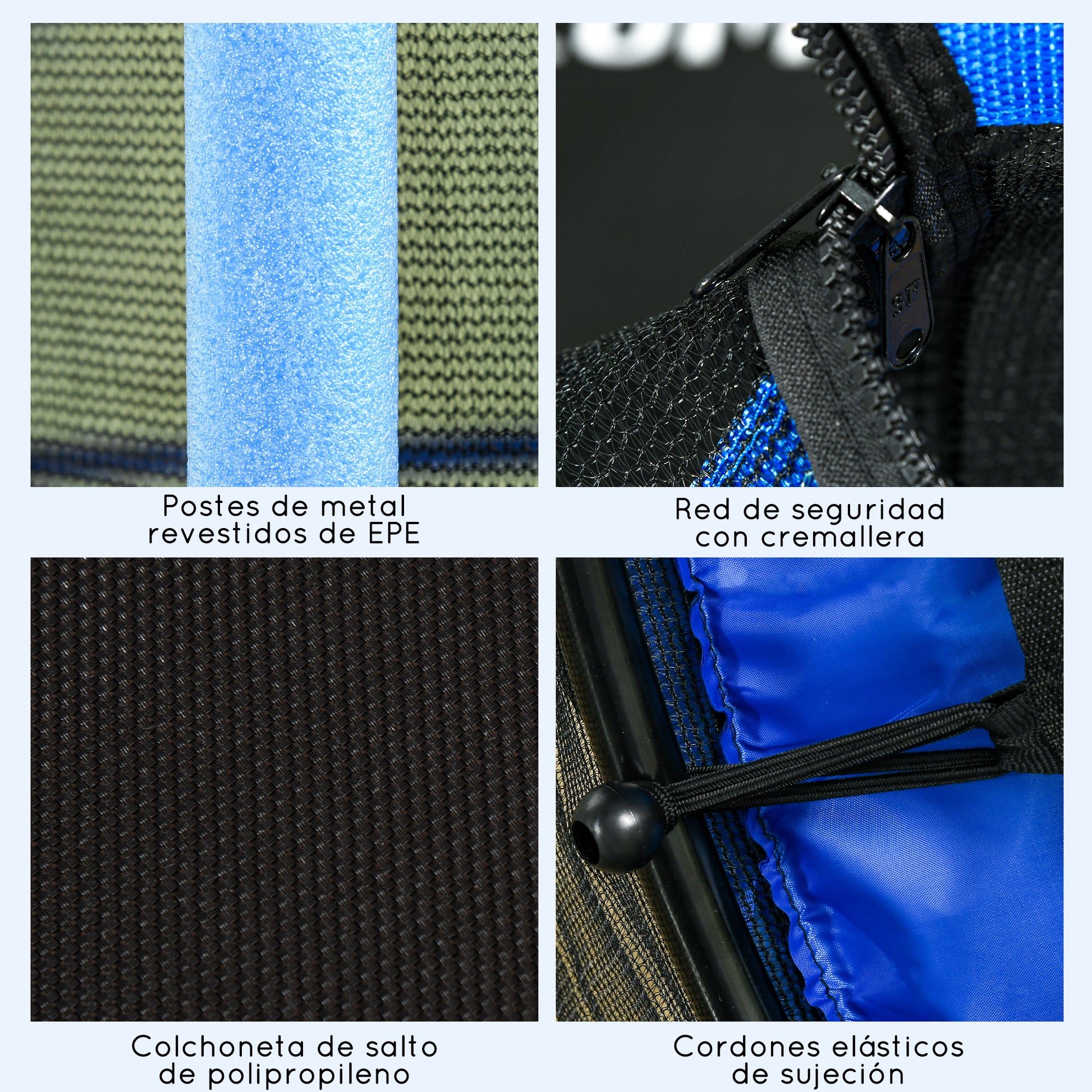 Homcom Trampolín Infantil Con Superficie De Salto Ø110 Cm Red De Seguridad Azul_5