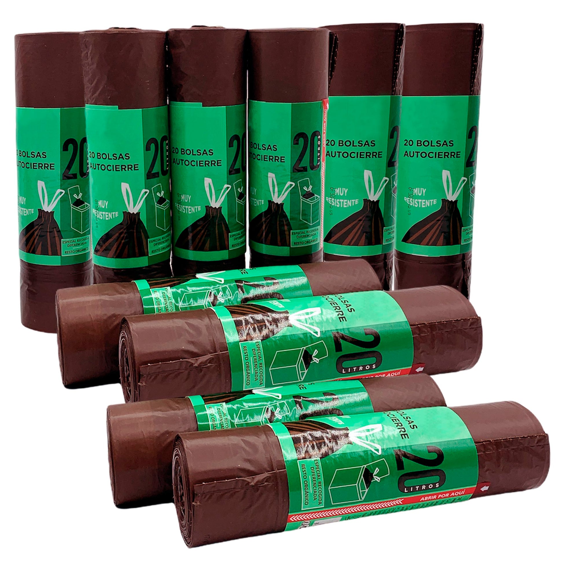 200 Bolsas De Basura Con Autocierre 20l Capacidad Cada Una