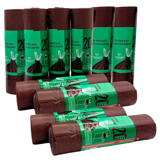 200 Bolsas De Basura Con Autocierre 20l Capacidad Cada Una