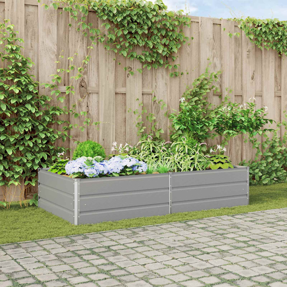 Jardinera Gris Claro 195 X 100 X 45 Cm Acero Galvanizado_1