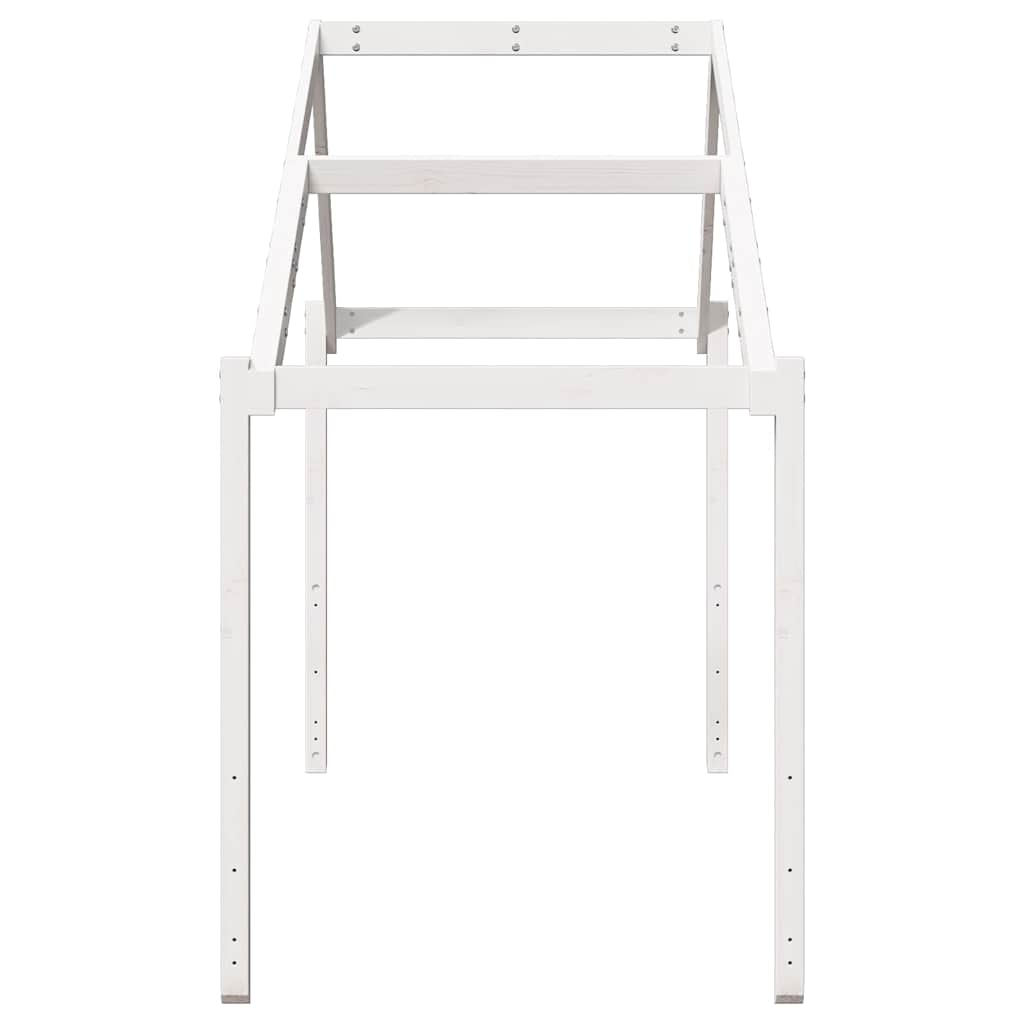 Techo De Cama Infantil Madera Maciza Blanco 203x95,5x142 Cm_4